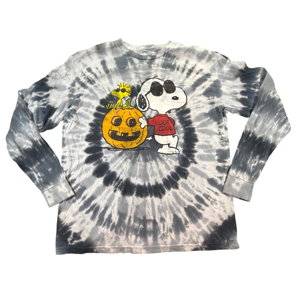 Peanuts Joe Cool Snoopy Halloween Tie Dye Shirt Grey 2XL Woodstock Snoopy Sppoky